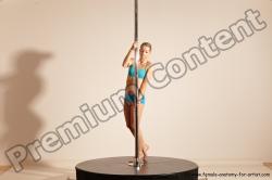 Underwear Gymnastic poses Woman White Moving poses Slim long blond Dynamic poses Academic